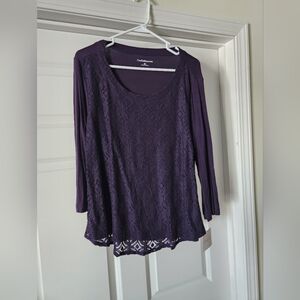 Croft and Barrow, Brand New Dark Purples Dress Top with design